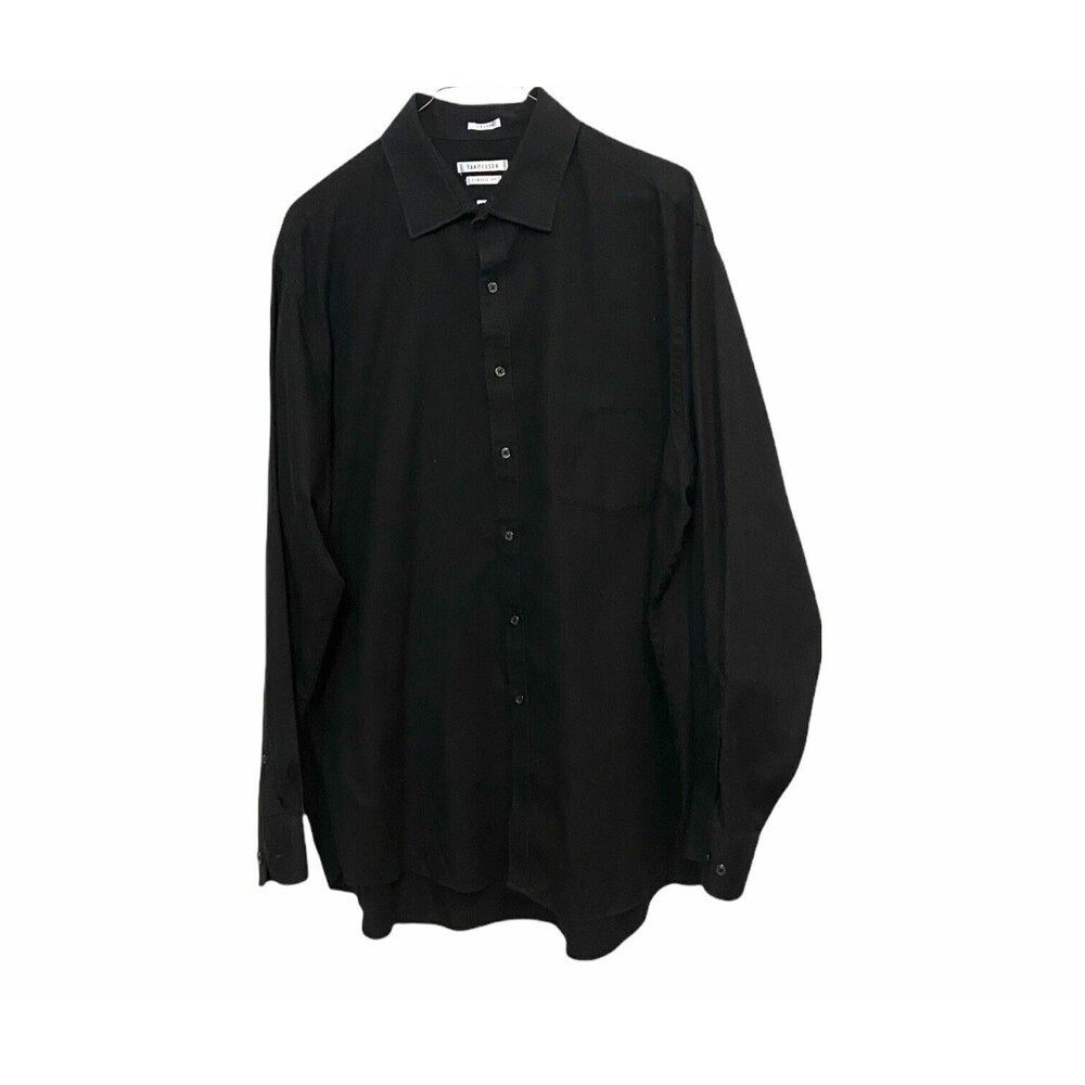 #3731 Van Heusen mens black long sleeve button down shirt size XL